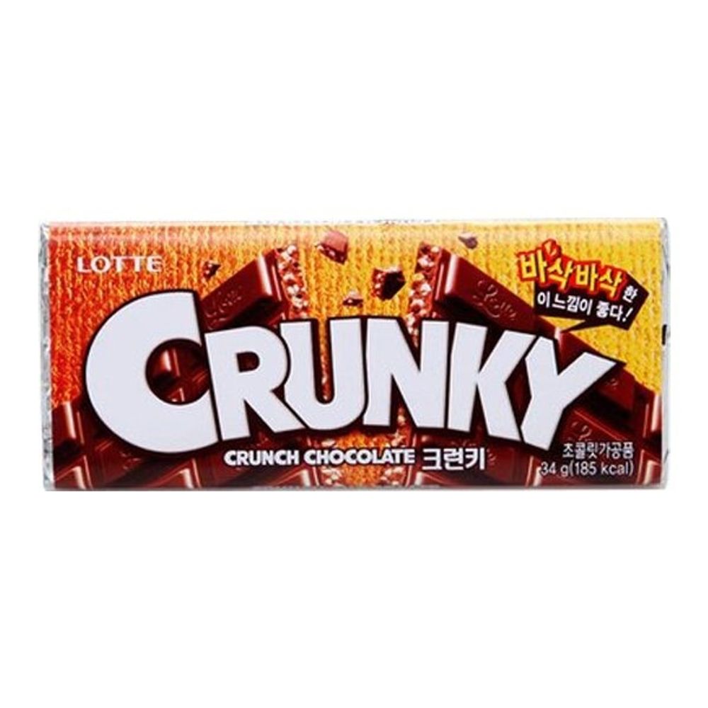 Шоколад Crunky хрустящий Lotte, 34г, скидка
