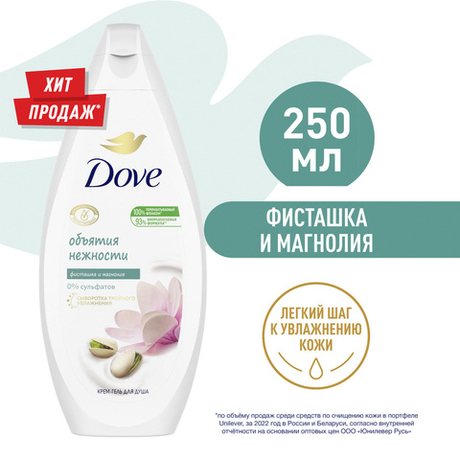 Dove 250мл Крем-гель д/душа жен. Фисташковый крем и магнолия