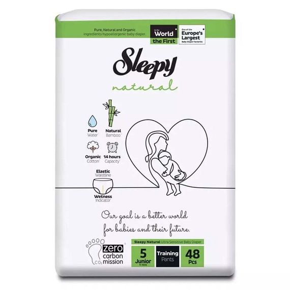 Uşaq bezi \ Подгузники \ Diapers Pants Sleepy Natural Ultra Sensitive 5, ikiqat qablaşdırma, 48 ədəd