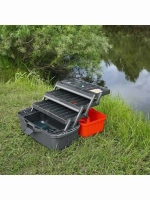 Ящик рыболовный для хранения снастей трехполочный оранжевый