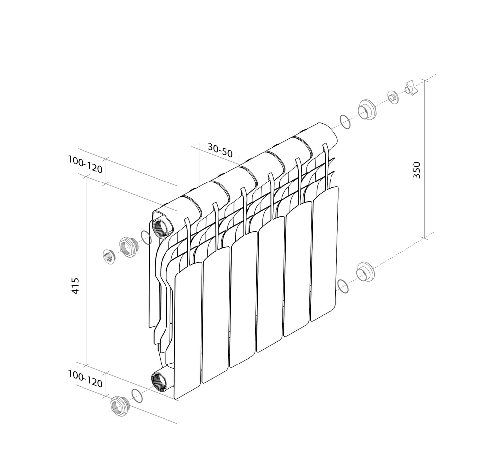 Биметаллический радиатор Royal Thermo Revolution Bimetall 350 (4 секции)