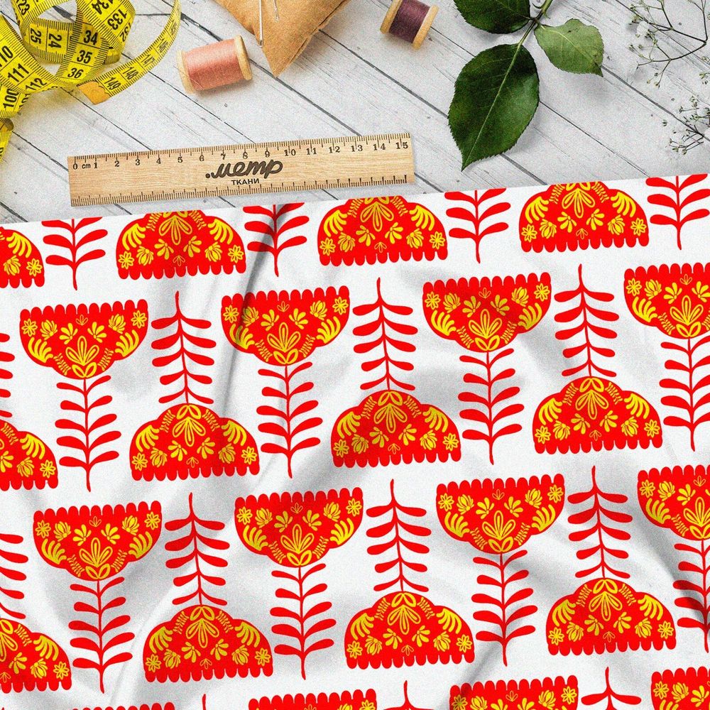 Ткань бязь крупные бутоны