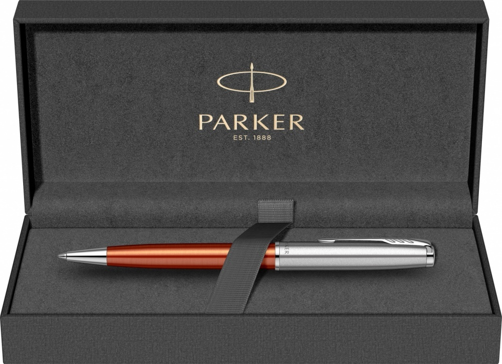 Шариковая ручка Parker Sonnet Essentials Orange SB Steel CT 2169361, цвет чернил black, стержень: M, в подарочной упаковке.