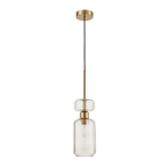 Подвесной светильник 1x60Вт E14, металл/стекло, античная медь/бежевый