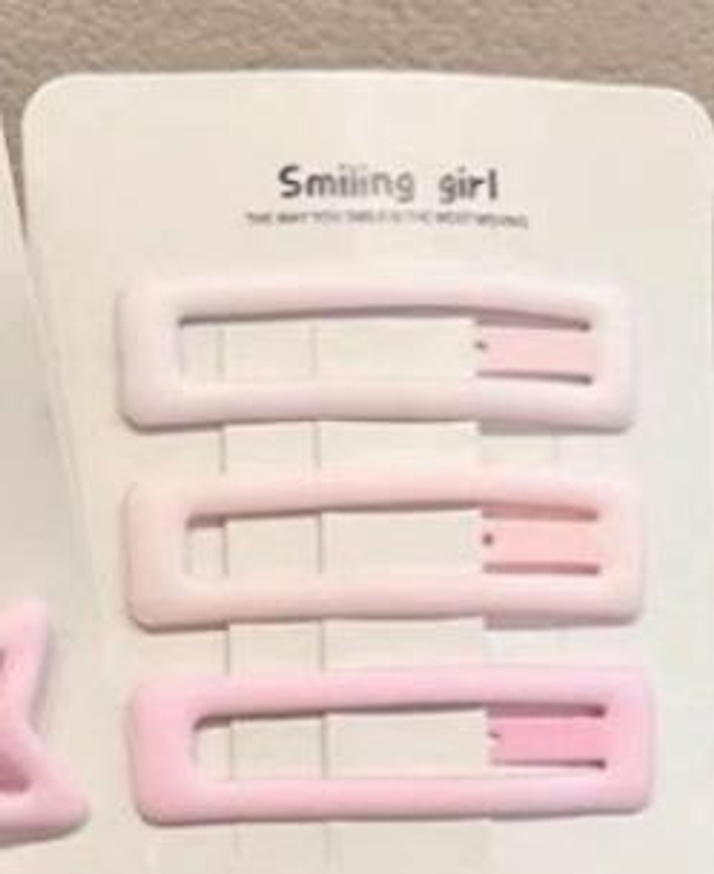 Зажимы для волос детские 3шт "Пудра", форма прямоугольник, цвет как на фото, 1*4см (JINRE TRAVEL)