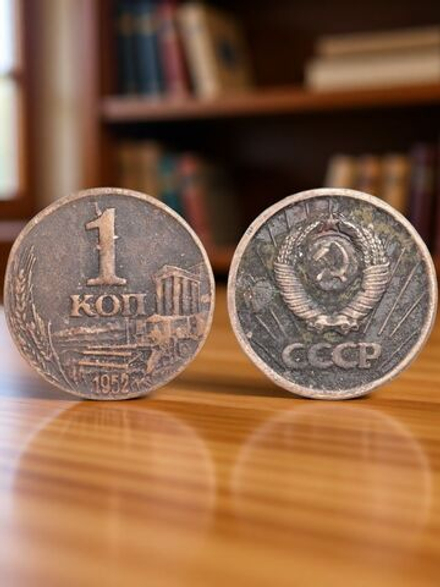 1 копейка 1952 года СССР медь патина Копия монеты