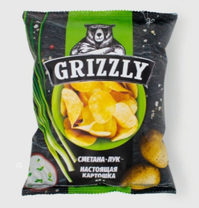 Чипсы Grizzly натуральные со вкусом сметаны и лука 55 г