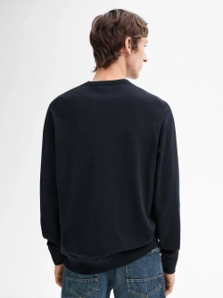 Massimo Dutti Хлопковый свитер с длинными рукавами, темно-синий