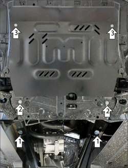 Стандартная защита Motodor картера Двигателя, КПП. 1,5 мм, Сталь. для Jac JS6 2022-н.в. арт.58302
