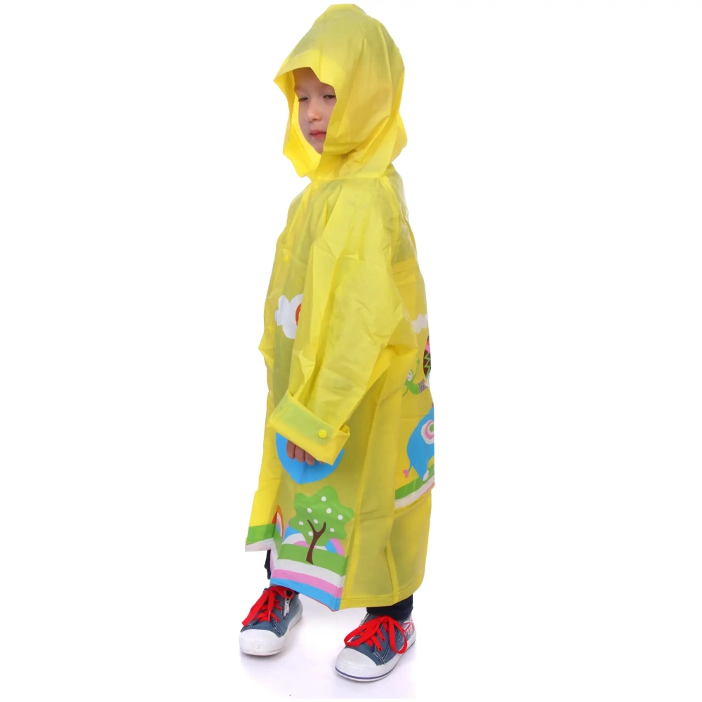 Дождевик-плащ детский «Веселые приключения-Слоник» с капюшоном,регулир.манжет, цвет желтый, размер L(78*52см) ДоброСад