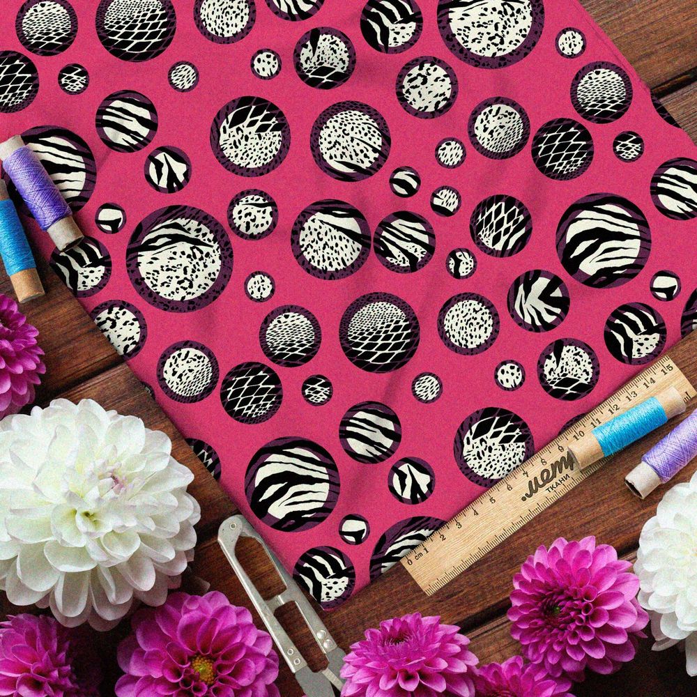 Ткань оксфорд 210 стеклянные шары с узорами диких животных