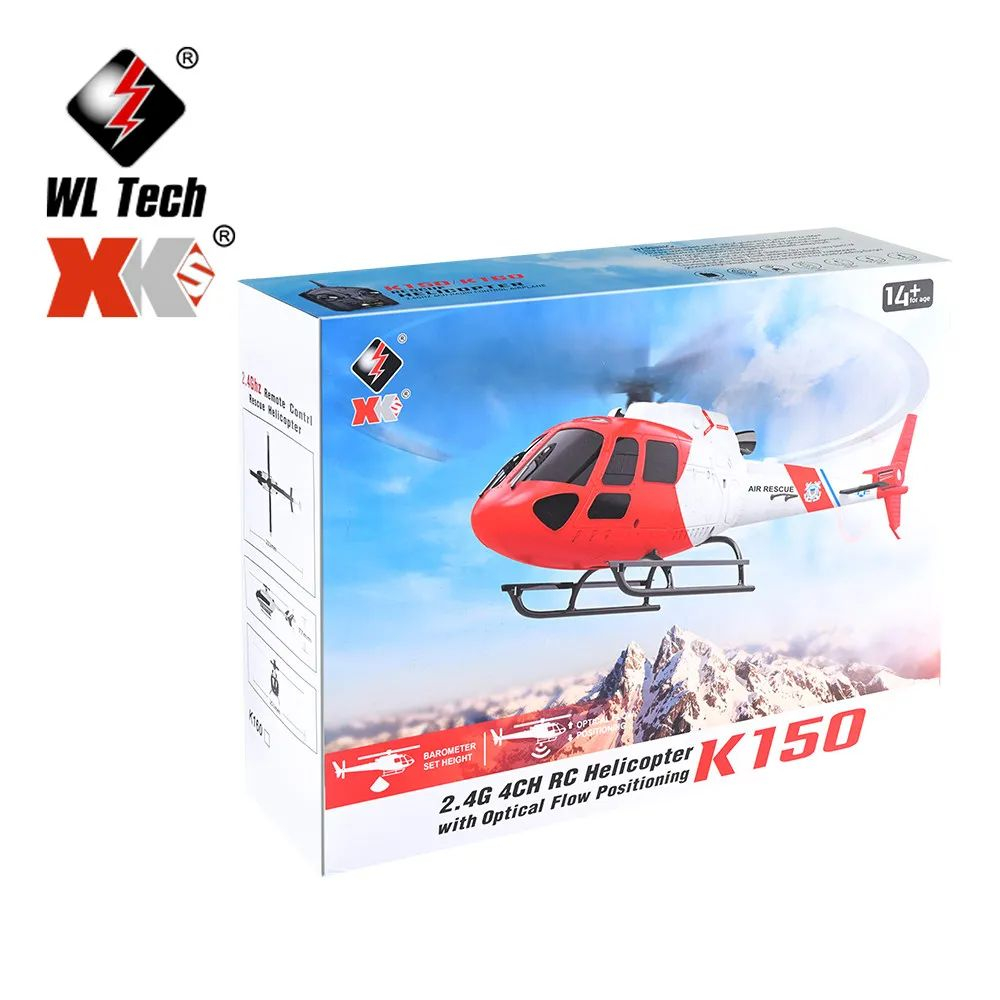 Радиоуправляемый вертолет военный WLtoys XK K150 AS350 6G осевой гироскоп , бесколлекторный мотор
