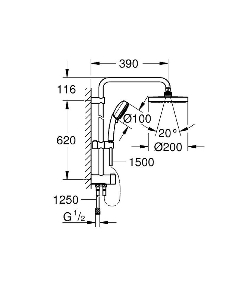 Душевая система Grohe New Tempesta Systems 27389002 Хром