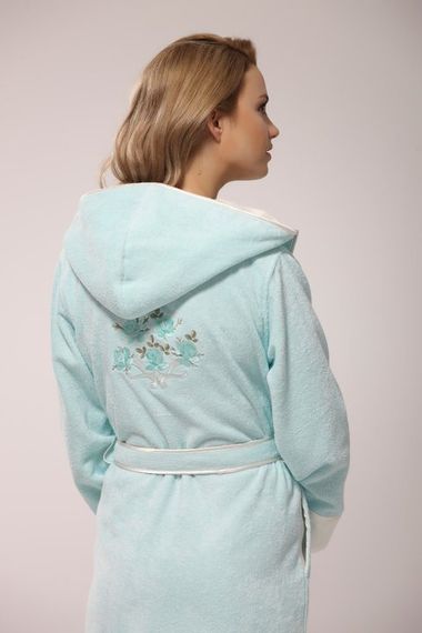 NEHİR - НЕГИР бирюзовый бамбуковый женский халат Soft Cotton (Турция)