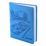 Дневник школьный Alingar 1-11 кл., 48л., 7БЦ, иск. кожа, поролон, тиснение, закругленные углы, голубой "Car-1"