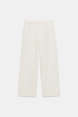 ZARA БРЮКИ ИЗ ПОПЛИНА — ZW COLLECTION, ЭКРЮ