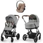 Коляска Cybex Balios S Lux SLV complete Cloud G Almond Beige Plus Base G 4 в 1 Stone Grey с дождевиками