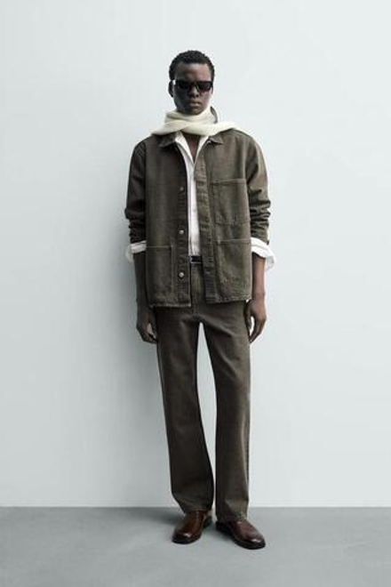 ZARA ДЖИНСЫ STRAIGHT FIT, ТЕМНЫЙ ХАКИ