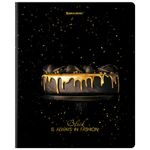 Тетрадь А5, 48 л., BRAUBERG, скоба, клетка, матовая ламинация, фольга, "Black&Gold", 404370, 5шт