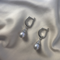 Серьги бижутерия "Лунный свет" с натуральным жемчугом