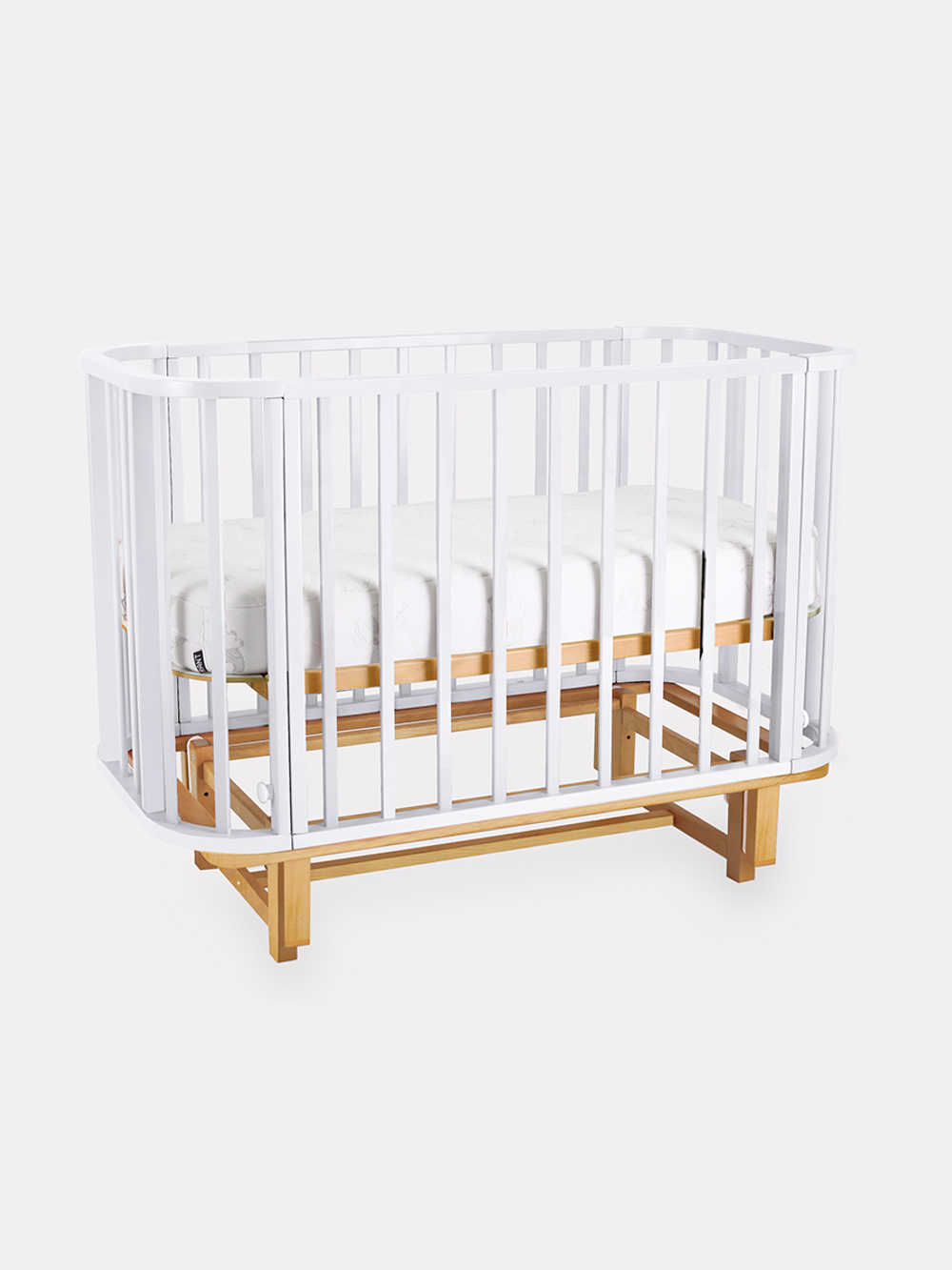 Кровать детская 120*60 RANT "SANDY" (арт.767) овальная/сьемное ограждение Cloud White (2 кор)