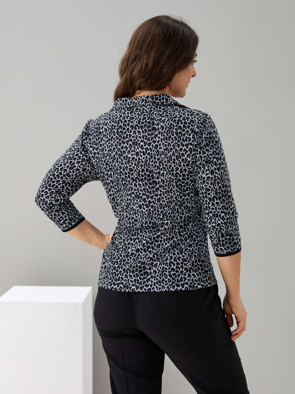 Блузка БЛ-015/серый-леопард