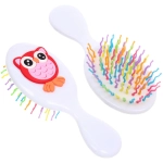 Расчёска массажная детская «Little darling», Совушка Марлин, цвет белый, разноцветные зубчики, 13,8*6см (пакет с подвесом)