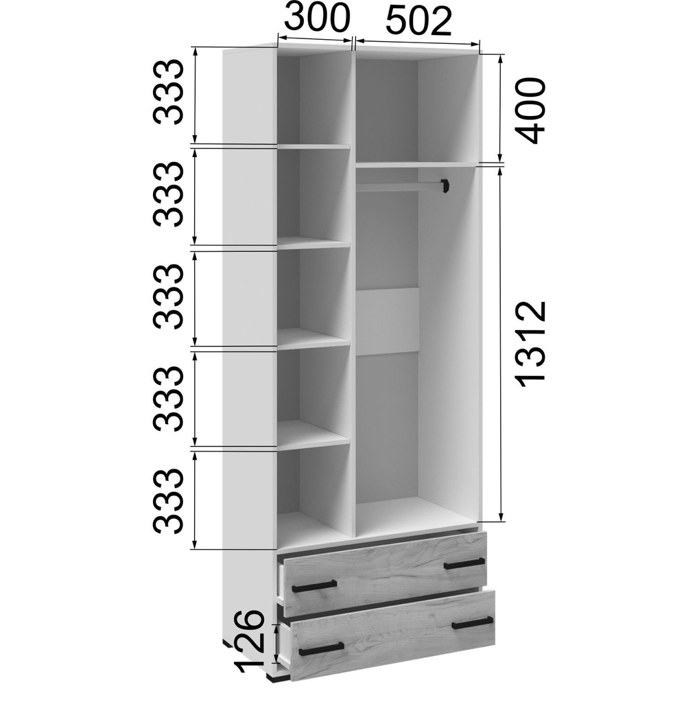 Шкаф для одежды Micon Лючия, распашной, белый,3 см