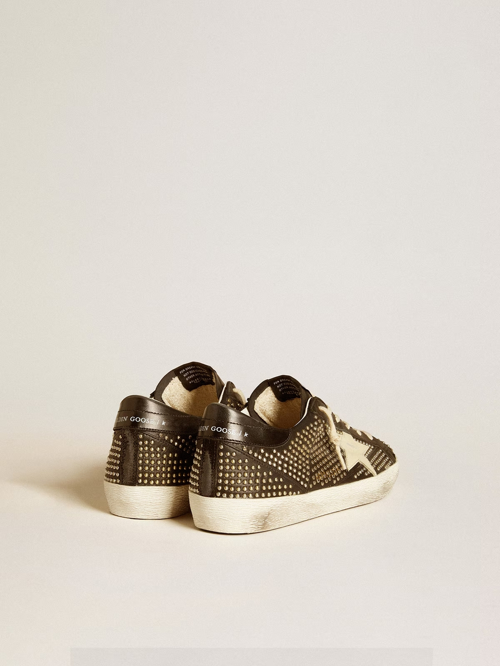 Men’s Super-Star in studded black nappa with white leather star