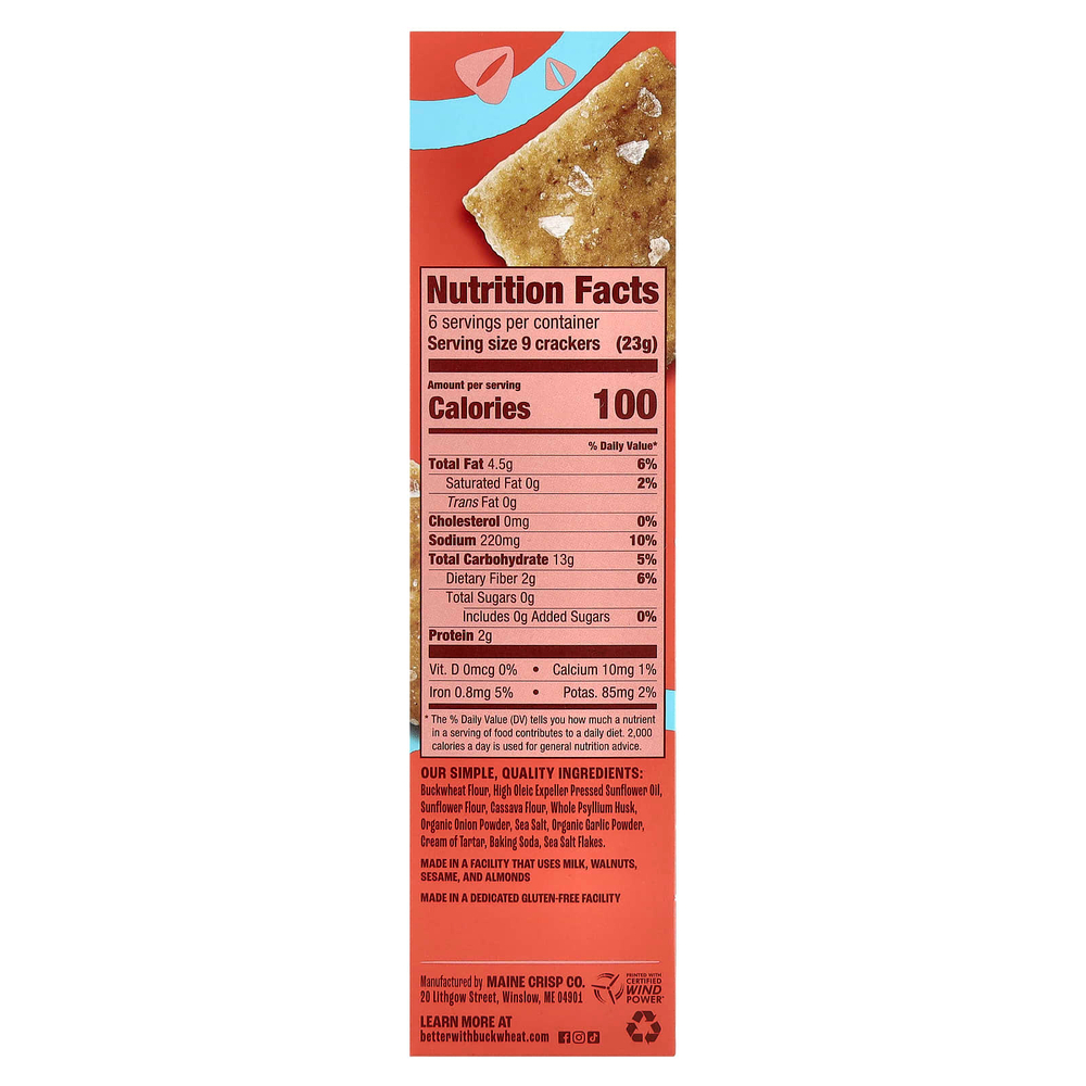 Better with Buckwheat, Гречневые крекеры, морская соль, 120 г (4,25 унции)
