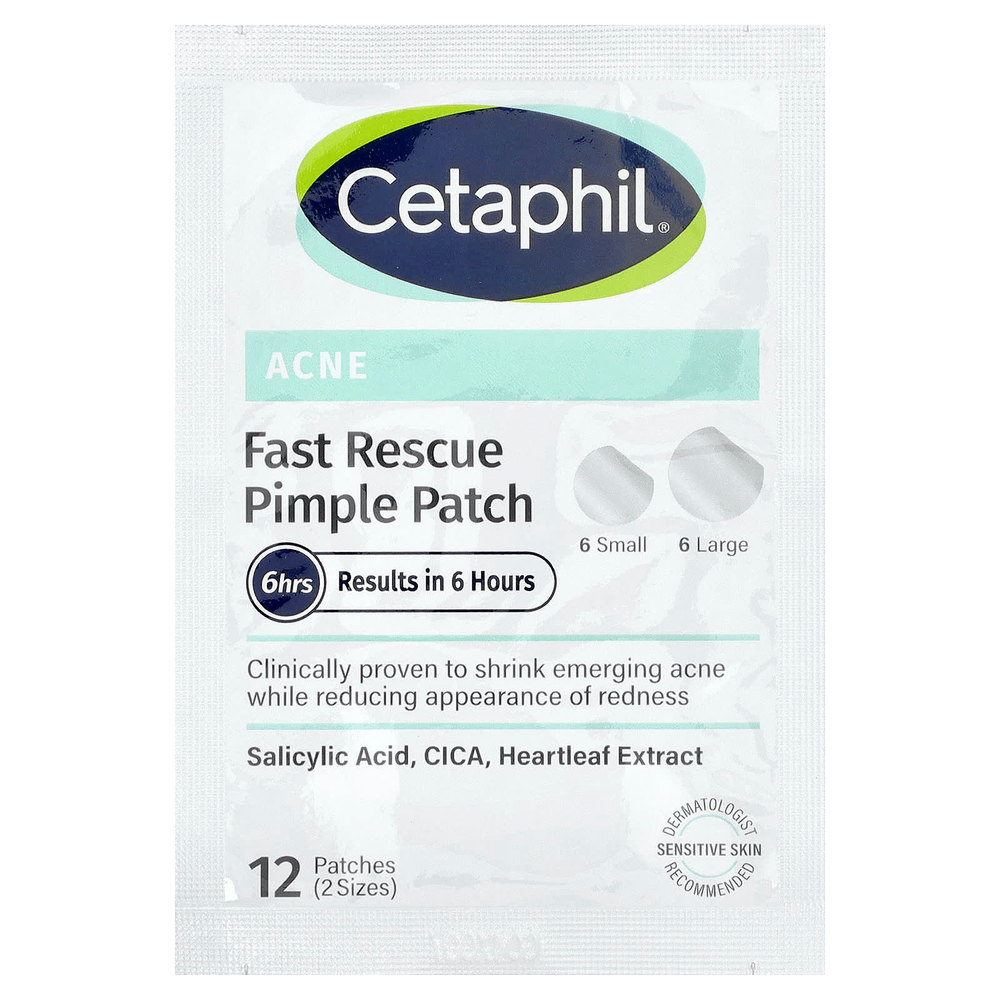 Cetaphil, Fast Rescue, патч от прыщей, для чувствительной кожи, 24 патча (2 размера)