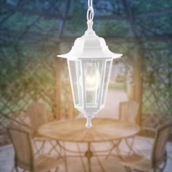 Садово-парковый светильник ЭРА НСУ 06-60-001 белый 6 гранный подвесной IP44 Е27 max60Вт | Садово-парковые светильники