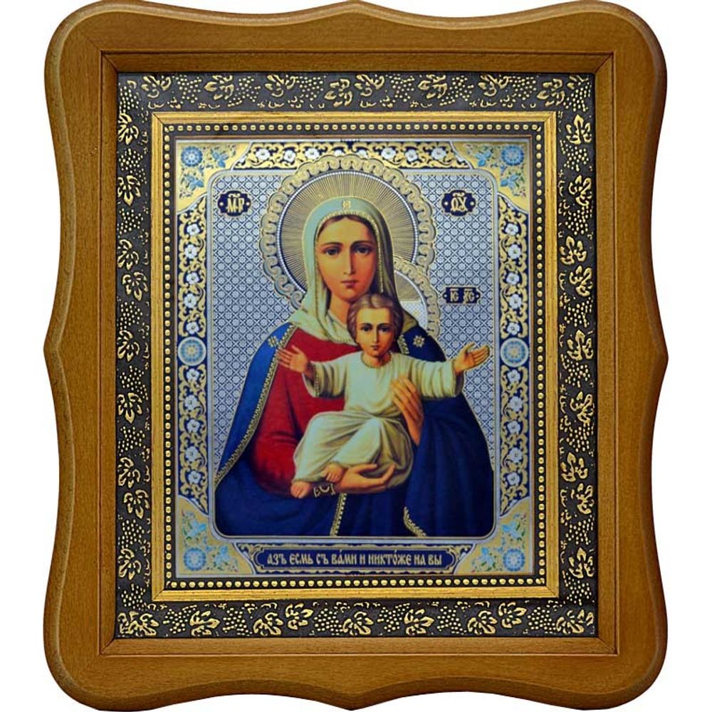 Аз есмь с вами, и никтоже на вы (Леушинская). Печатная икона Божьей матери.