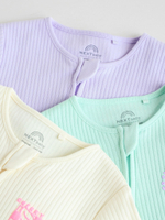 Комбинезон / Cлип для малышей Next E18-348, 3 шт., Светло-зеленый, Светло-желтый, Светло-фиолетовый