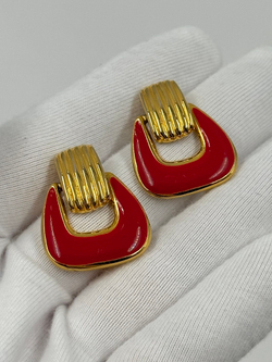 Серьги с красной эмалью