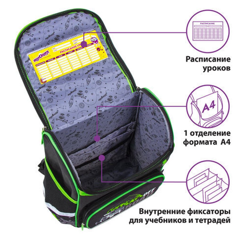 Ранец ЮНЛАНДИЯ WISE для начальной школы, Offroad, 37х29х15 см, 228814