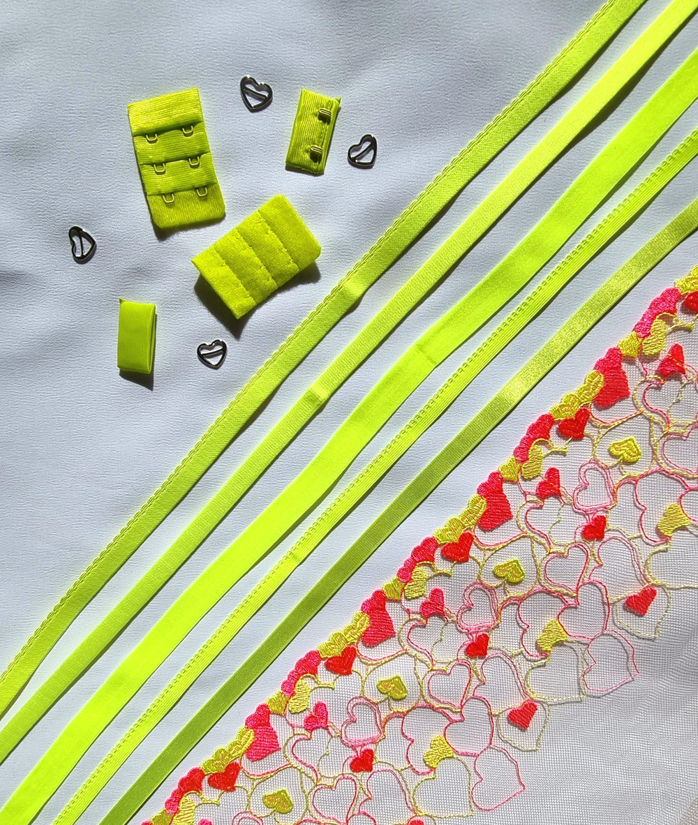 Ажурная резинка тонкая лимон-лайм неон 9 мм