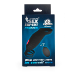 Черная насадка 15,4см на пенис с вибрацией Bior Toys Sex Expert SEM-55241