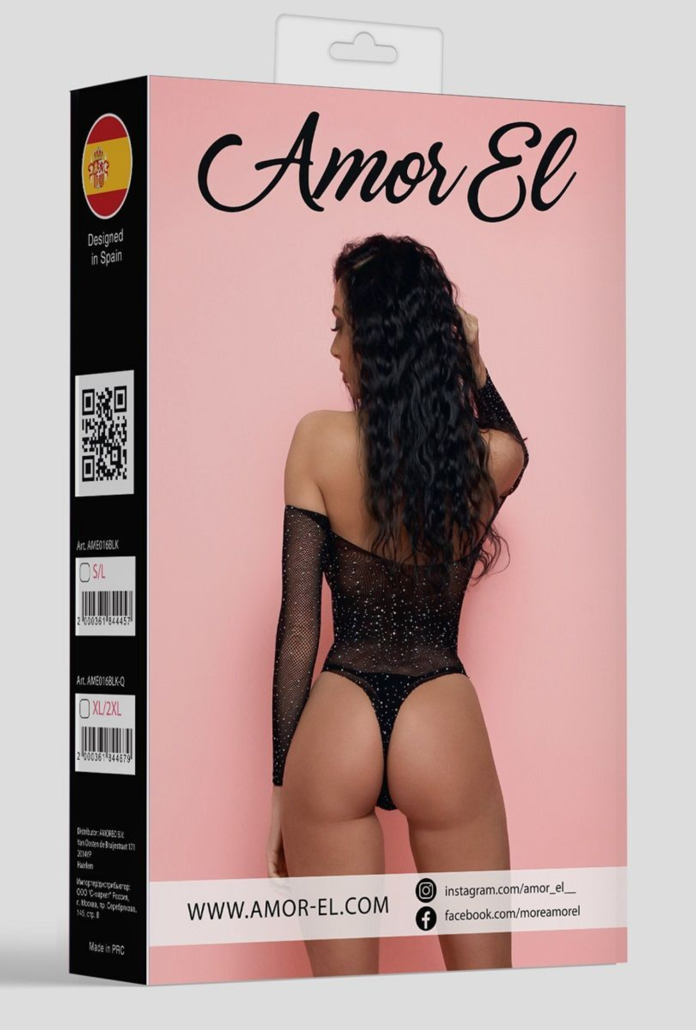 Сексуальное боди со стразами и длинным рукавом (Размер: S-M-L) (Цвет: черный)