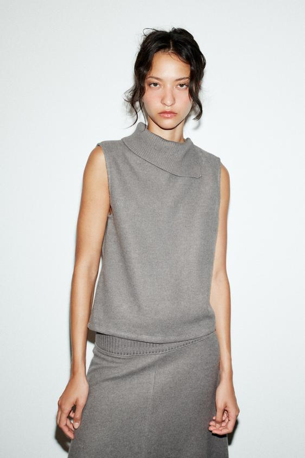 ZARA ЮБКА SOFT КЛЕШЕНОГО КРОЯ, СЕРЫЙ