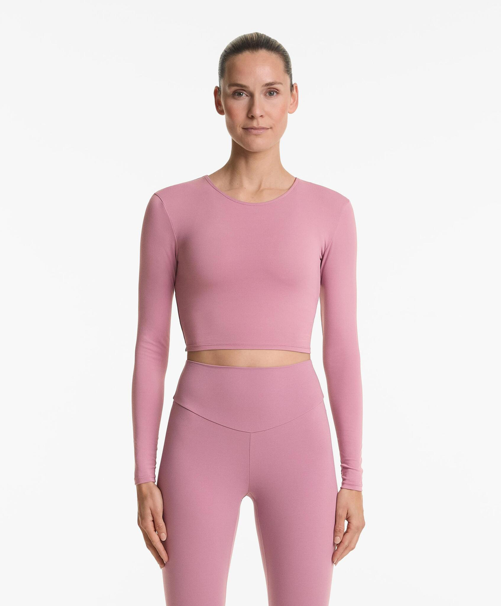 Oysho Футболка с длинным рукавом Comfortlux, светло-баклажановый