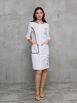 Халат женский A719 3/4 ( белый/тесьма)