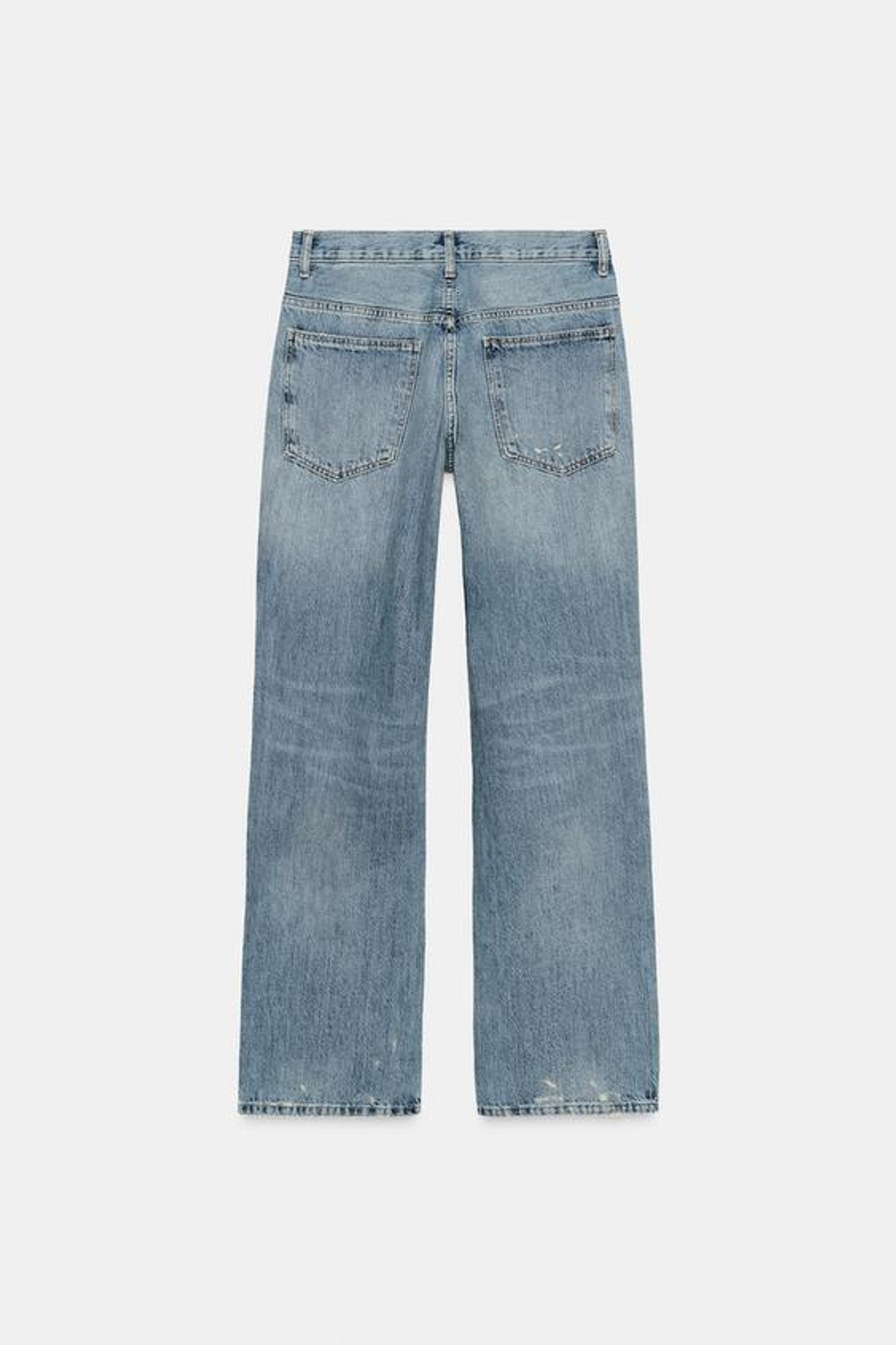 ZARA ДЖИНСЫ TRF WIDE-LEG С НИЗКОЙ ПОСАДКОЙ, РАЗРЕЗАМИ И СТРАЗАМИ, СИНИЙ