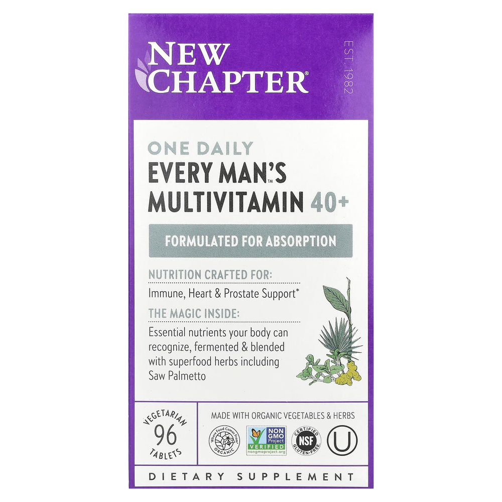 New Chapter, One Daily Every Man's Multivitamin 40+, 96 вегетарианских таблеток