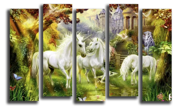 Модульная картина "Сказочные единороги"