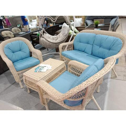 Плетеный комплект для отдыха из искусственного ротанга LV-520 White-Blue