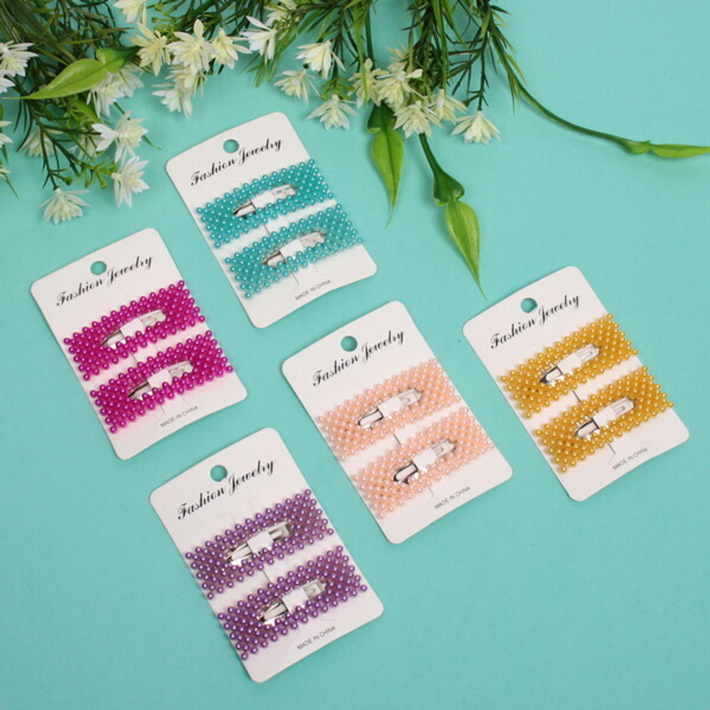 Зажимы для волос 2шт «New collection - Неон», прямоугольник, микс 6цветов, 7,5*2,5см