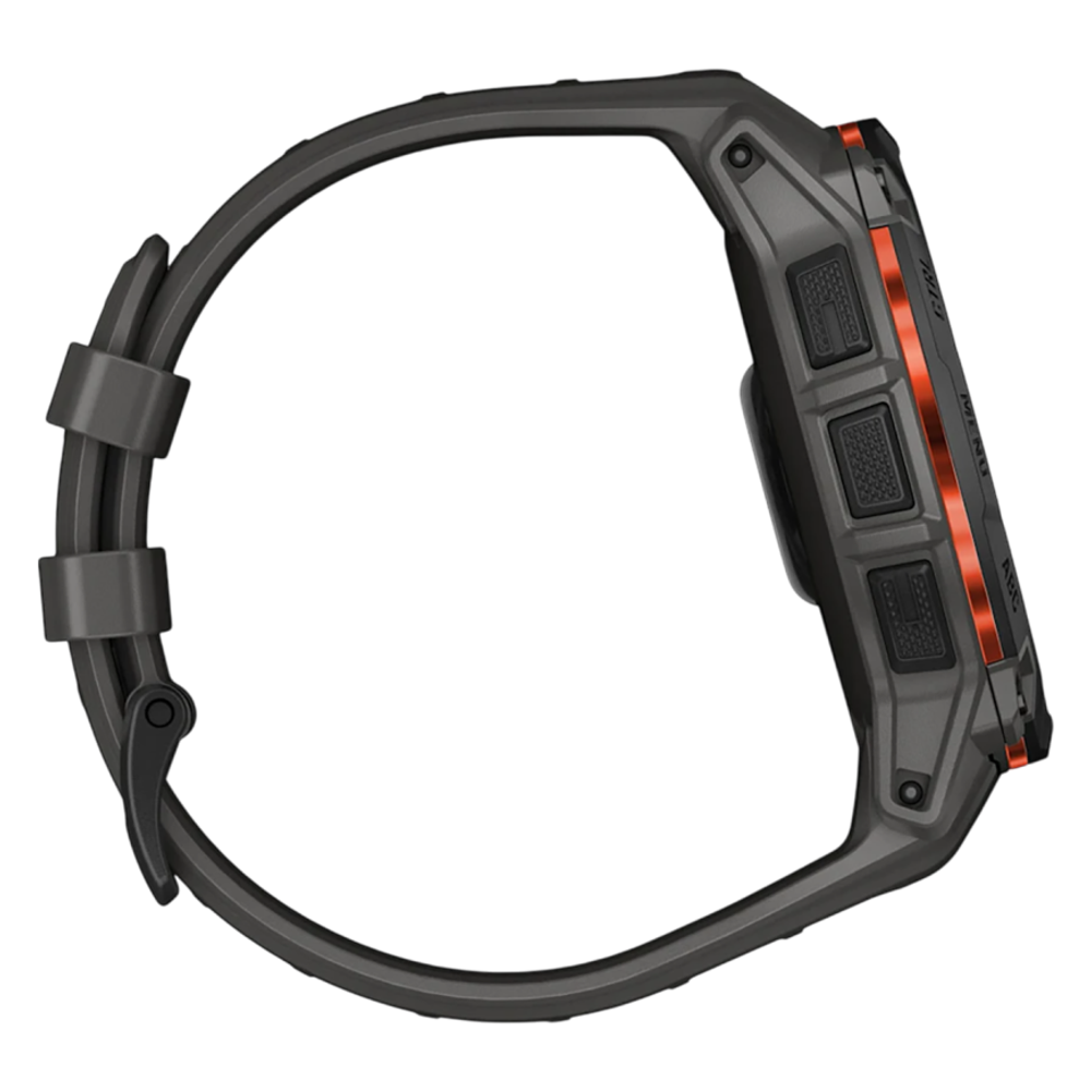 Спортивные часы Garmin Instinct 3, 50 мм, Solar, силиконовый ремешок угольного цвета Чёрный безель, дисплей Solar со стеклом Power Glass. Ремешок с классической застёжкой — на запястье обхватом 141–213 мм