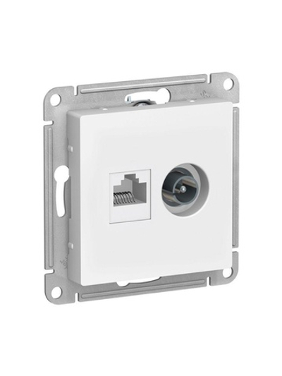 Розетка компьютерная + телевизионная 2-м AtlasDesign RJ45 кат.5E + TV механизм бел. SE ATN000189