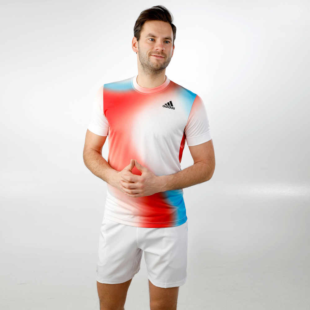 Мужское теннисное поло adidas Melbourne T-Shirt Men - White, Multicoloured